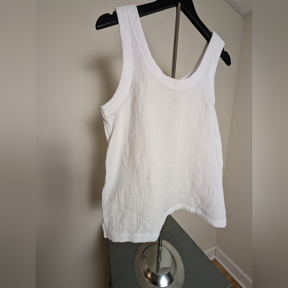 Haven Women's Comfy Relaxed Cropped Cotton White Sleeveless Top Size M